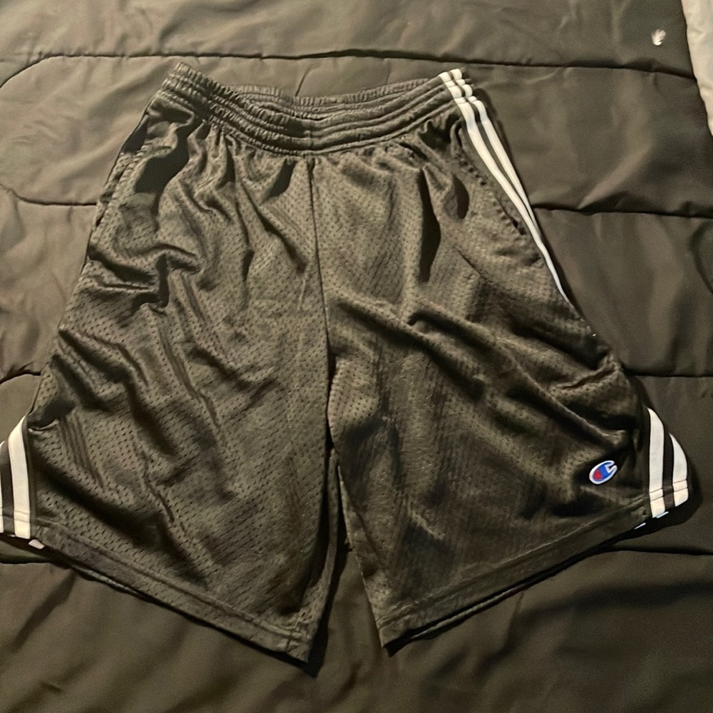 Black and white athletic champion shorts